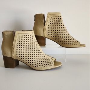 Rampage Rylee Women"s 10 Tan Taupe Peep Toe Ankle Casual Booties